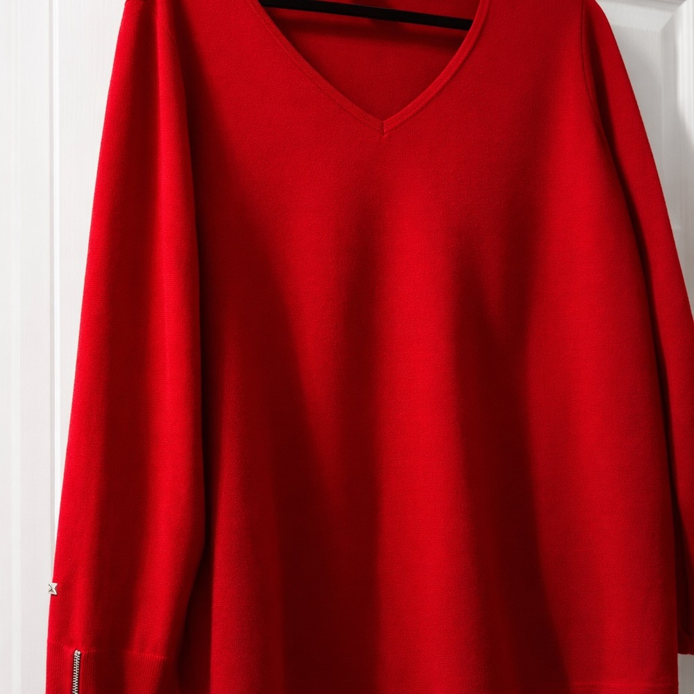 Chico's Red V-Neck Sweater